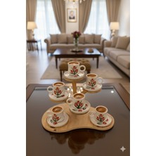 Bilge Seramik43 6'lı Takım Tomurcuk Desenli El Yapımı Kazan Seramik Kahve Fincanı, Kahve Fincanı, Hand Made