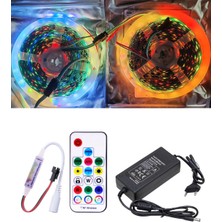 Powerr Led Aydınlatma 10 Metre 12V Dış Mekan 60 Pixel Ledli 17 Tuşlu Sese ve Müziğe Duyarlı Rf Kumandalı 8A Plastik Adaptörlü Set