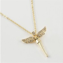 Gümüş Takıcım Kanat Figürlü Zirkon Taşlı Trend Kolye