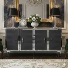 Yumedi Design KA1508AS- Kerem Konsol, Tv Sehpası, Çok Amaçlı Dolap ve Kahve Köşesi 150CM Antrasit-Silver