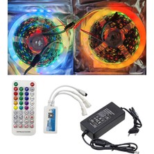 Powerr Led Aydınlatma 10 Metre 12V Iç Mekan 60 Pixel Ledli SP611E Çift Çıkışlı Sese ve Müziğe Duyarlı 8A Plastik Adaptörlü Set