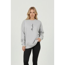 Uncia Outdoors Unisex Gri Bisiklet Yaka Sweatshirt Cepsiz Tasarım ve Oversize Kesim
