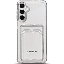 Teknomoda Samsung Galaxy A55 Kılıf Kartlıklı Anti Şok Korumalı Şeffaf Silikon Füme Koyu Şeffaf
