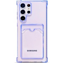 Teknomoda Samsung Galaxy S24 Ultra Kılıf Kartlıklı Anti Şok Korumalı Şeffaf Silikon Lila