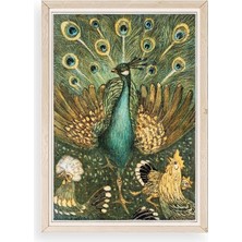 Durukar Nouveau Vintage Peacock Ahşap Çerçeveli Tablo 17 x 23
