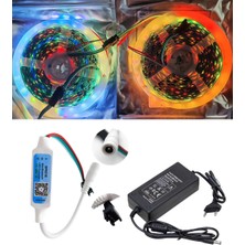 Powerr Led Aydınlatma 10 Metre 12V Dış Mekan 60 Pixel Ledli Bluetooth Cep Telefonundan Kumandalı 8A Plastik Adaptörlü Set