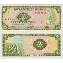 Banknoting Nikaragua 2 Kordoba 1972 Çil.