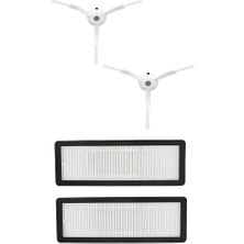 Srfn Ticaret Xiaomi S10T (STFCR01SZ) Robot Süpürge Uyumlu Hepa Filtre ve Yan Fırça (Beyaz) - 4 Parça