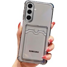 Teknomoda Samsung Galaxy A17 Kılıf Kartlıklı Anti Şok Korumalı Şeffaf Silikon Füme Koyu Şeffaf