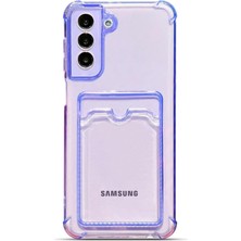 Teknomoda Samsung Galaxy S21 Plus Kılıf Kartlıklı Anti Şok Korumalı Şeffaf Silikon Lila