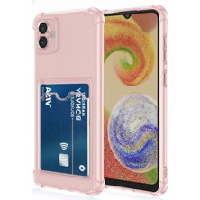 Teknomoda Samsung Galaxy A05 Kılıf Kartlıklı Anti Şok Korumalı Şeffaf Silikon Pembe