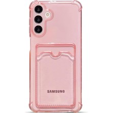Teknomoda Samsung Galaxy A16 Kılıf Kartlıklı Anti Şok Korumalı Şeffaf Silikon Pembe