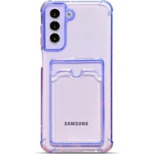 Teknomoda Samsung Galaxy S21 Kılıf Kartlıklı Anti Şok Korumalı Şeffaf Silikon Lila