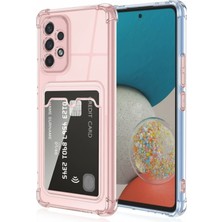 Teknomoda Samsung Galaxy A32 Kılıf Kartlıklı Anti Şok Korumalı Şeffaf Silikon Pembe