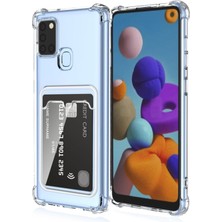Teknomoda Samsung Galaxy A21S Kılıf Kartlıklı Anti Şok Korumalı Şeffaf Silikon Şeffaf Açık