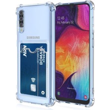 Teknomoda Samsung Galaxy A70 Kılıf Kartlıklı Anti Şok Korumalı Şeffaf Silikon Şeffaf Açık