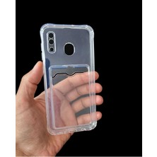 Teknomoda Samsung Galaxy A20 Kılıf Kartlıklı Anti Şok Korumalı Şeffaf Silikon Şeffaf Açık