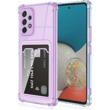 Teknomoda Samsung Galaxy A52 Kılıf Kartlıklı Anti Şok Korumalı Şeffaf Silikon Lila