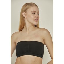 C&city C14022 Dikişsiz Pedli Straplez Sütyen Siyah