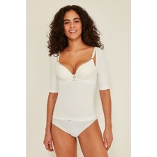 C&city C15014 Dikişsiz Göğsü Açık Kollu Korse Beyaz