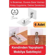 Svein 6 Adet Kendinden Yapışkanlı Mobilya Sabitleme Seti Delme Gerekmez Dolap Raf Tutucu Deprem Güvenliği