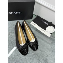 Chanel Siyah Kadın Topuklu Babet Ayakkabı Günlük Konfor ve Modern Stil