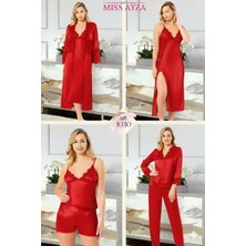 Miss Ayza Missayza 1030 Ipek Saten 6'lı Uzun Gecelik ve Sabahlık Takım