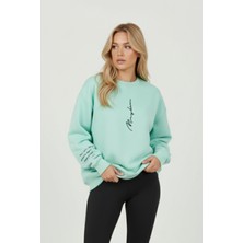 Uncia Outdoors Unisex Su Yeşili Bisiklet Yaka Sweatshirt Cepsiz Oversize Tasarım