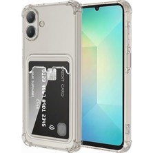 Teknomoda Samsung Galaxy A07 Kılıf Kartlıklı Anti Şok Korumalı Şeffaf Silikon Füme Koyu Şeffaf