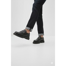 Doçka Erkek Iç-Dış Hakiki Deri Kalın Hafif Taban Retro Klasik Tarz Mevsimlik Loafer Ayakkabı ER5Y/L529