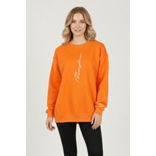 Uncia Outdoors Günlük Sweatshirt Turuncu Renkli Cepsiz Tasarım ile Rahat Kesim