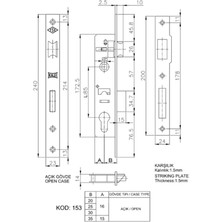 Sedef Power Tools Kale 153 Silindirli Gömme Kilit 30 mm Dar Tip