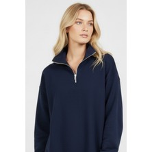Uncia Outdoors Yarım Fermuarlı Kadın Oversize Sweatshirt Rahat Kalıp Günlük Kullanım