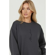 Uncia Outdoors Unisex Füme Sweatshirt Oversize Tasarım Günlük Kullanım İçin