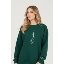 Uncia Outdoors Unisex Yeşil Bisiklet Yaka Sweatshirt Günlük Kullanım İçin Oversize Tasarım