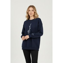 Uncia Outdoors Lacivert Sweatshirt Bisiklet Yaka Günlük Kullanım İçin Oversize Tasarım