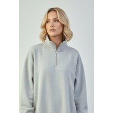 Uncia Outdoors Yarım Fermuarlı Kadın Oversize Sweatshirt Rahat Kalıp Günlük Kullanım