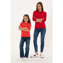 U.S. Polo Assn. Kadın Kırmızı Basic Polo Yaka Sweatshırt 50313593-VR030