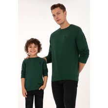 U.S. Polo Assn. Erkek Regular Fit Bisiklet Yaka Koyu Yeşil İnce Basic Sweatshirt 50313752-VR079