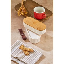 Eco Lounge 1000ML Ahşap Kapaklı Lunch Box 2'li Set Diyet Beslenme Kutusu Bambu Saklama Kabı
