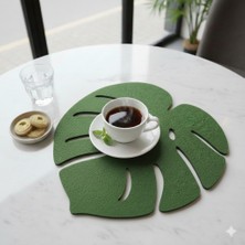 Rosfloa 2'li Yaprak Tasarımlı Keçe Kahve Yemek Sunumu Amerikan Servis & Supla