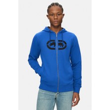 Ecko Unltd. Grayton Mavi Kapüşonlu Fermuarlı Nakışlı Standart Erkek Hırka