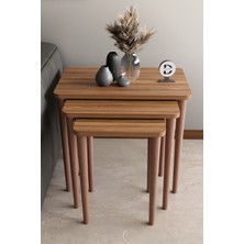 3'lü Zigon Sehpa Orta Sehpa Ahşap Ayaklı Sehpa Çay Sehpası Servis Sehpası