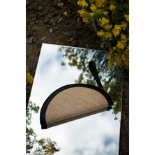 Blackbird Luxe Hasır Dokulu Yarım Ay Clutch – Kadın Yazlık Günlük El Çantası