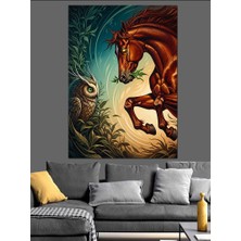 Karizma Tablo Kahverengi At Başı Sanat Dekoratif Kanvas - Mdf Ahşap Tablo