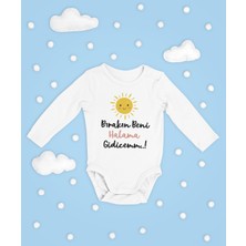 Sevbano Bırakın Beni Halama Gidicem ! Yazılı Pamuklu Yumuşak Unisex Çıtçıtlı Uzun Kollu Body Zıbın