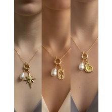 NKT Collection Deniz Kabuğu Kaktüs Kalpli Zarf Incili Kolye