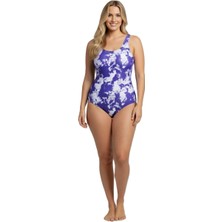 Donnita Büyük Beden Toparlayıcı Desenli Göğüs Pedli Hızlı Kuruyan Mayo 44-46-48-50-52-54-56-58-60 Beden