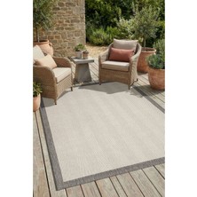 SYH Concept Çerçeveli Desenli Leke Tutmaz, Yıkanabilir Kaymaz Taban Modern Salon ve Mutfak Halısı - Krem Gri 6663