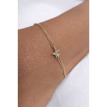 Fiyonk Kuyumculuk 14 Ayar Altın Yıldız Detaylı  Bileklik